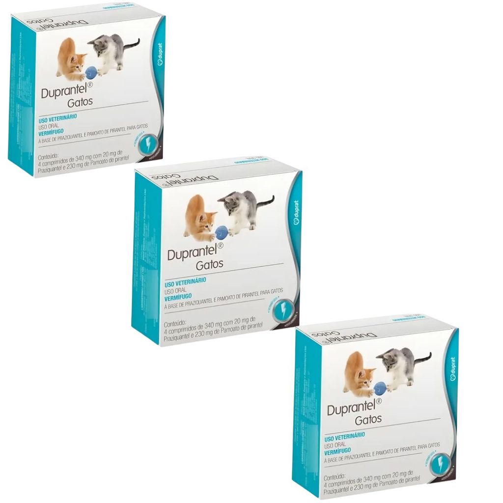 Kit 03 Duprantel Gatos C/4 Comprimidos Vermifugo