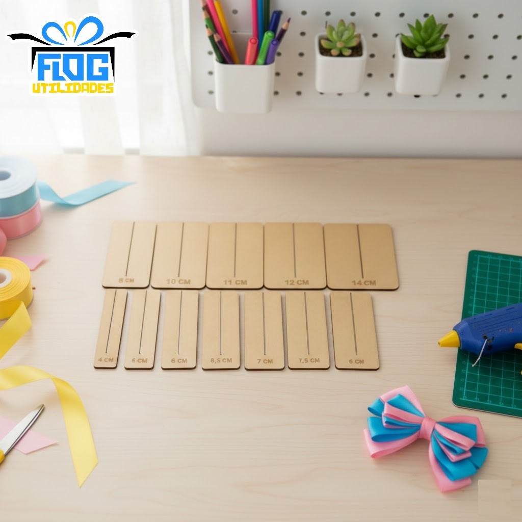 Gabarito Molde Para Laços Kit Com 6 Peças Em MDF 3mm Cru Para Laços Perfeitos Cata-vento Diversas Medidas