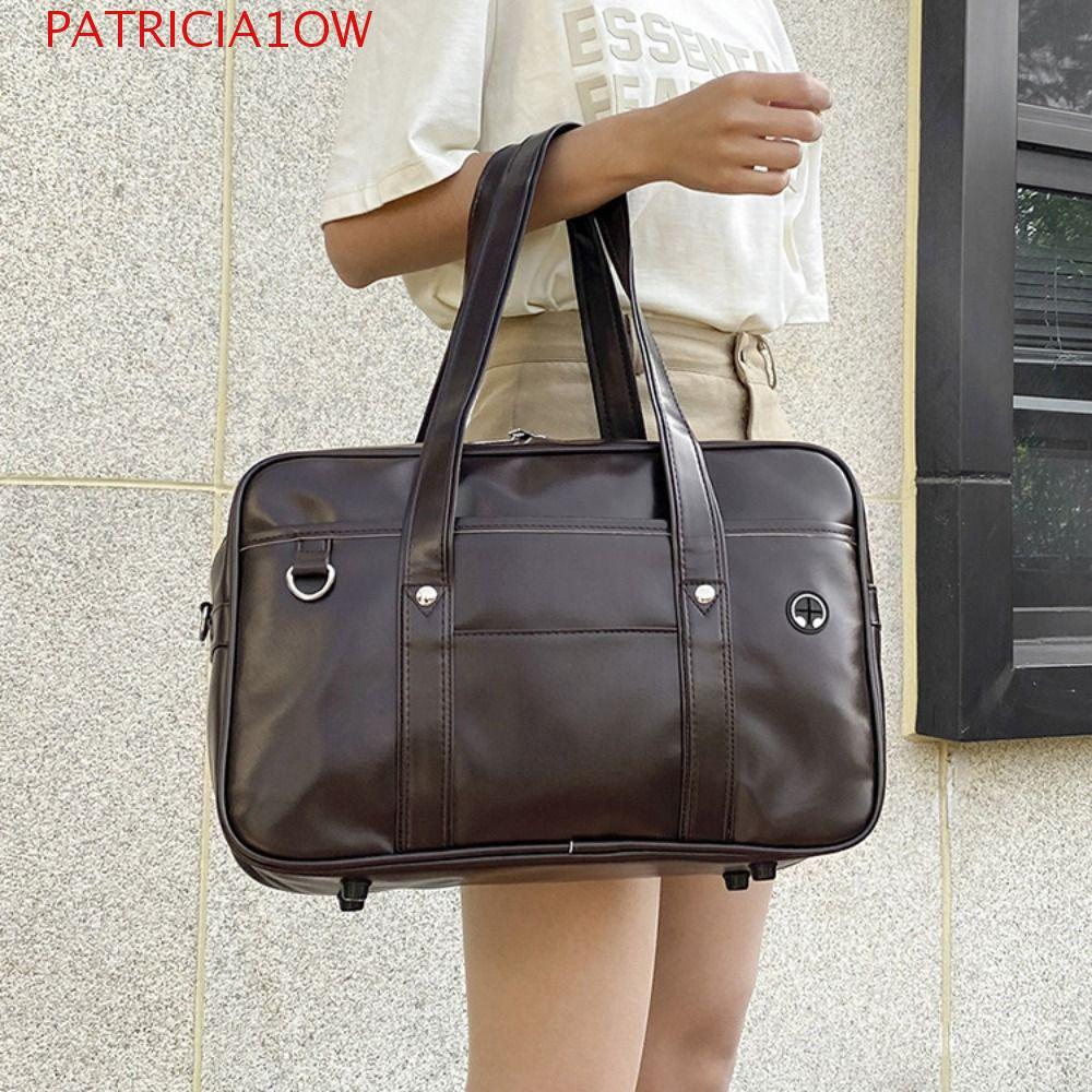 PATRICIA1OW JK Bolsa Uniforme , Retro De Couro PU Itabag De Ombro Estilo Preppy De Cor Sólida