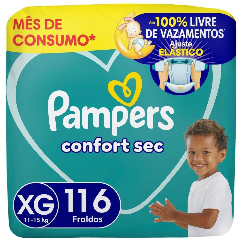 Fralda Pampers Confsec Jumbo Xg 116 Unidades em Oferta na Shopee