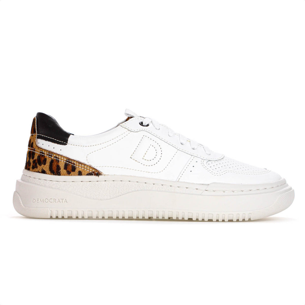 Tênis Democrata Block Animal Print Onça Branco - Feminino
