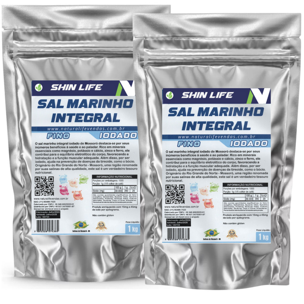 Sal Marinho  Integral Iodado 2 kg Salinas Mossoró Fino em Oferta na Shopee