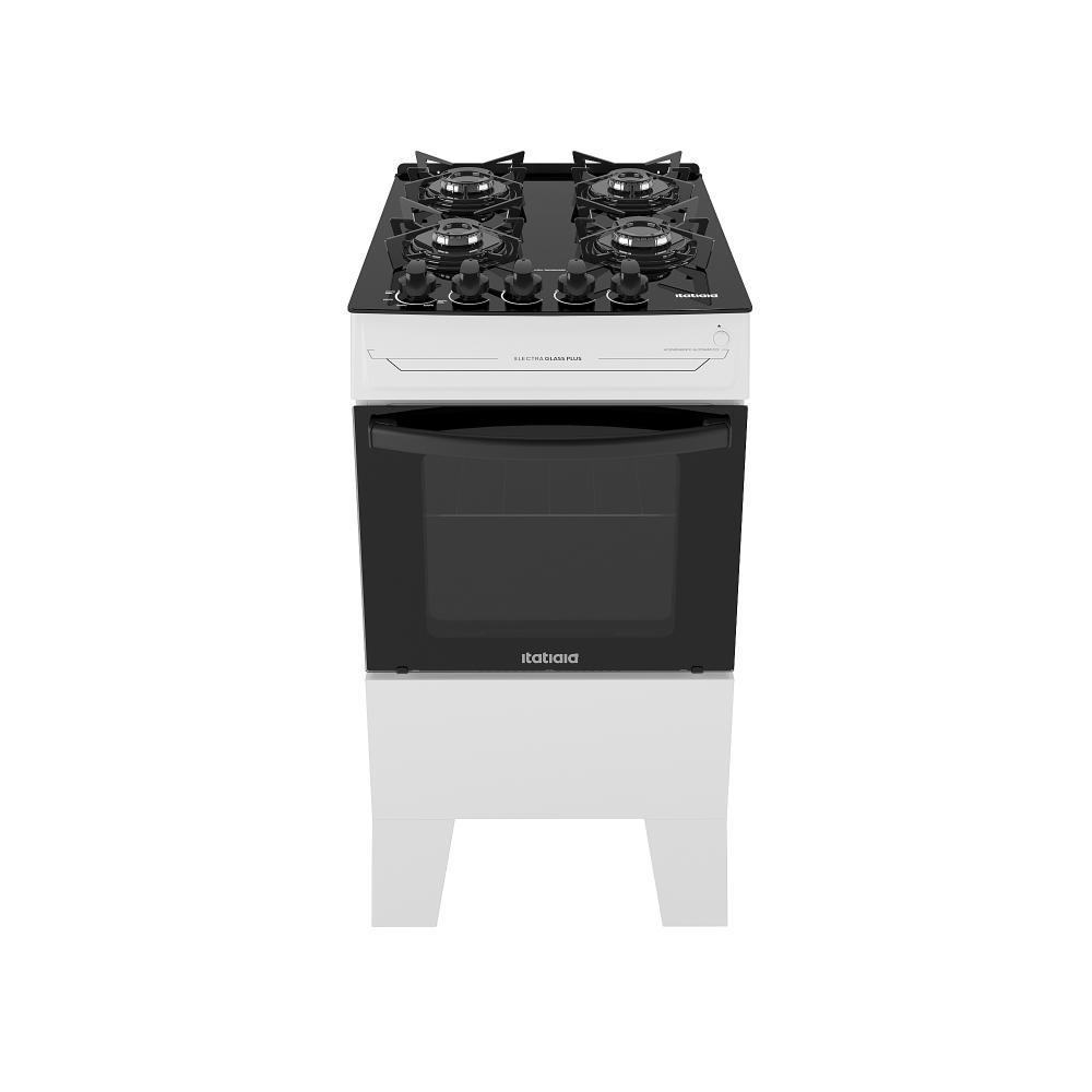 Fogão 4 Bocas a Gás Itatiaia Electra Glass Plus Mesa de Vidro Acendimento Automático Branco Bivolt