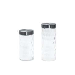 Kit 2 Potes de Vidro com Tampa Inox Bolhas Redondo 1700ml E 2200ml - Mozcada