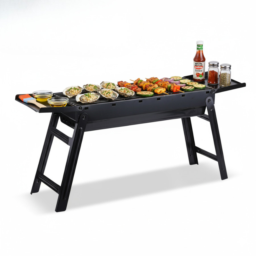 Churrasco Grelha dobrável para acampamento ao ar livre grelha de aço inoxidável fogão a carvão portátil (8296)