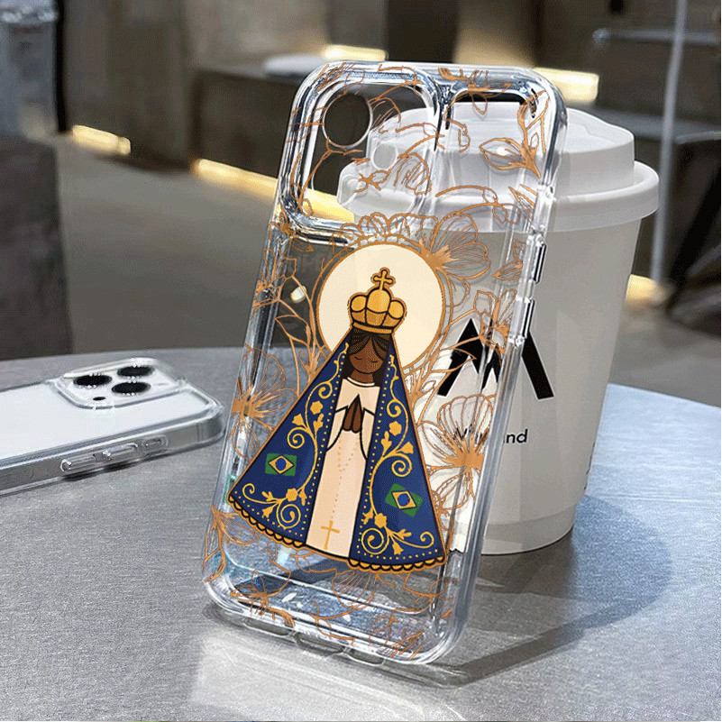 Capinha Capa Para Samsung A04 A05 A12 A14 A15 A17 A23 A32 A35 A50 A72 Transparente À Prova de Choque Nossa Senhora