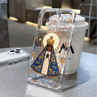 Capinha Capa Para Samsung A04 A05 A12 A14 A15 A17 A23 A32 A35 A50 A72 Transparente À Prova de Choque Nossa Senhora