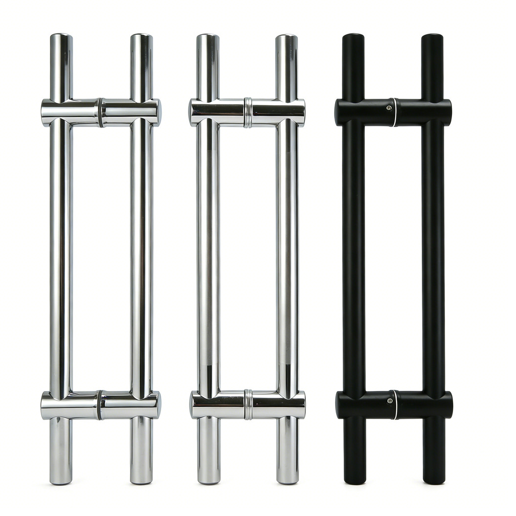 Puxador Duplo Inox com Distância entre Furos Ajustável Para Portas De Madeira Vidro e Metal 30/40/50/60/80/100cm