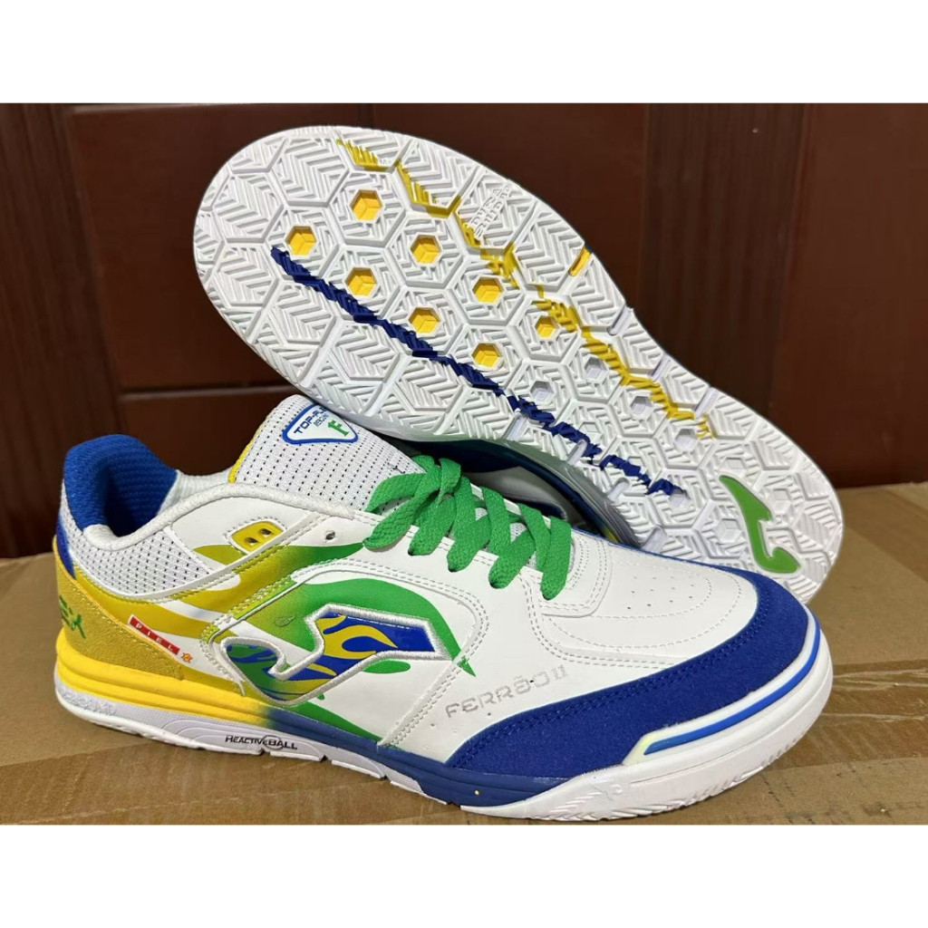 Sapatos De Futsal Masculinos Top Flex IC Chuteiras Tênis Internos Branco Preto Azul