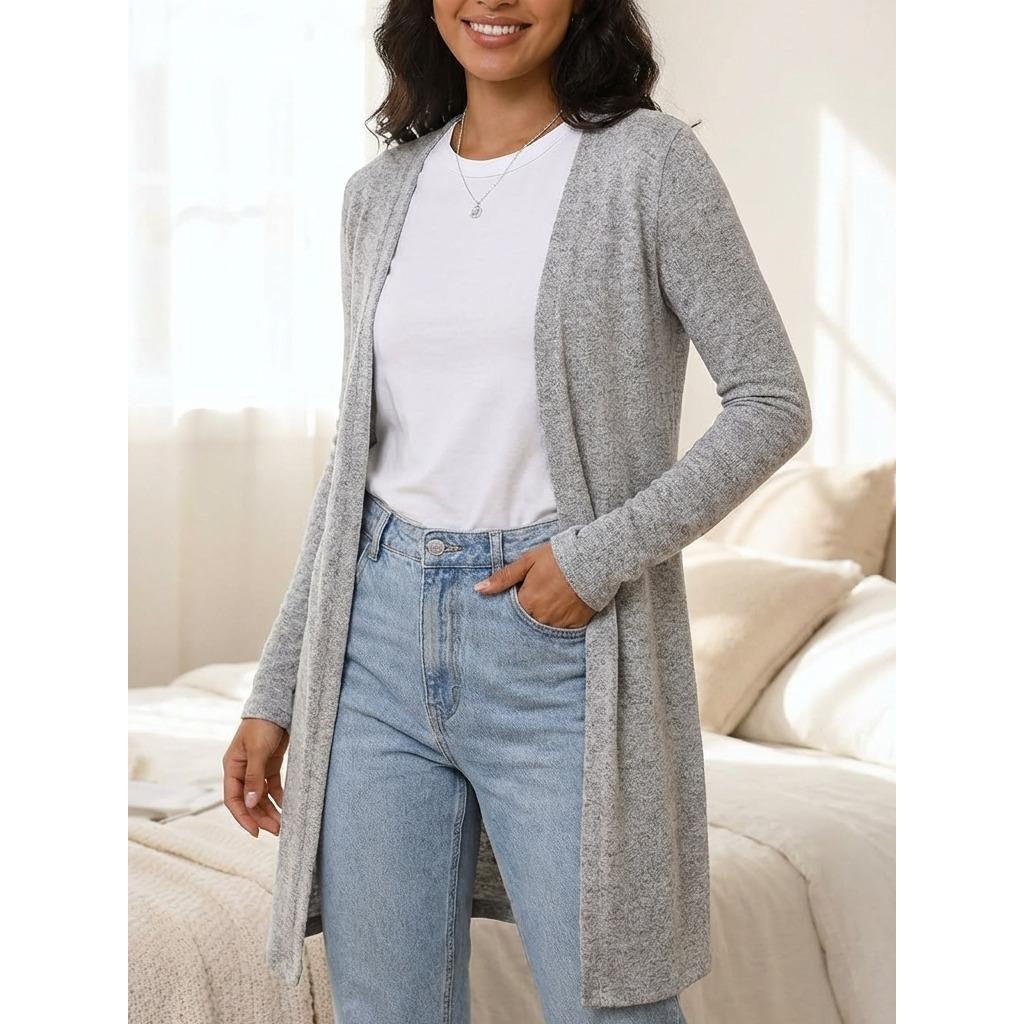 Cardigan Longo de Lãzinha Manga Longa - Leve Macio e Versátil Tamanhos M G e GG Ideal para Jeans Vestido ou Legging
