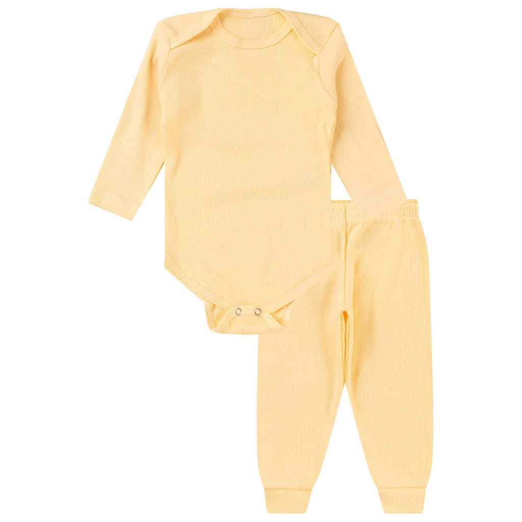 Kit Body Bebê Canelado 2 Peças Select Amarelo