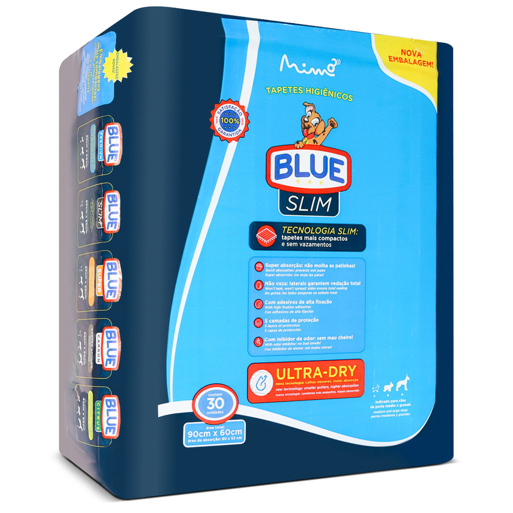 Tapete Higiênico Blue Slim Premium 90x60 cm 30 Unidades em Oferta na Shopee