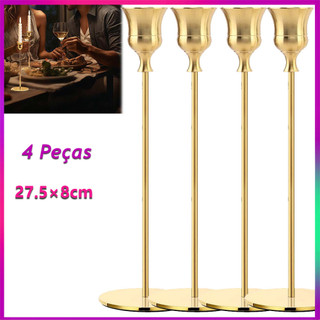 4 peças Castiçal de metal fino lindos castiçais castiçais para centros de mesa casamento jantar aniversário 27.5×8cm