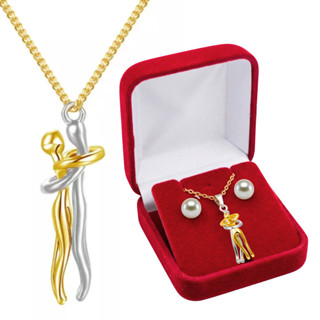 Colar do Abraço Banhado a Ouro 18k com Caixa de Presente Veludo vermelha em Oferta na Shopee