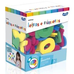KIT EDUCATIVO MINHAS LETRAS E NÚMEROS TOYSTER BRINQUEDO INFANTIL ALFABETIZAÇÃO PEÇA EVA ESCREVER LER