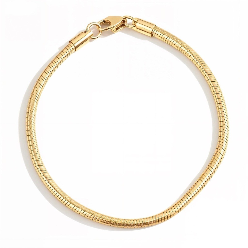 Pulseira Feminina Snake Malha Cobra Dourada Aço Inoxidável Antialérgica Pode Molhar Fecho Lagosta