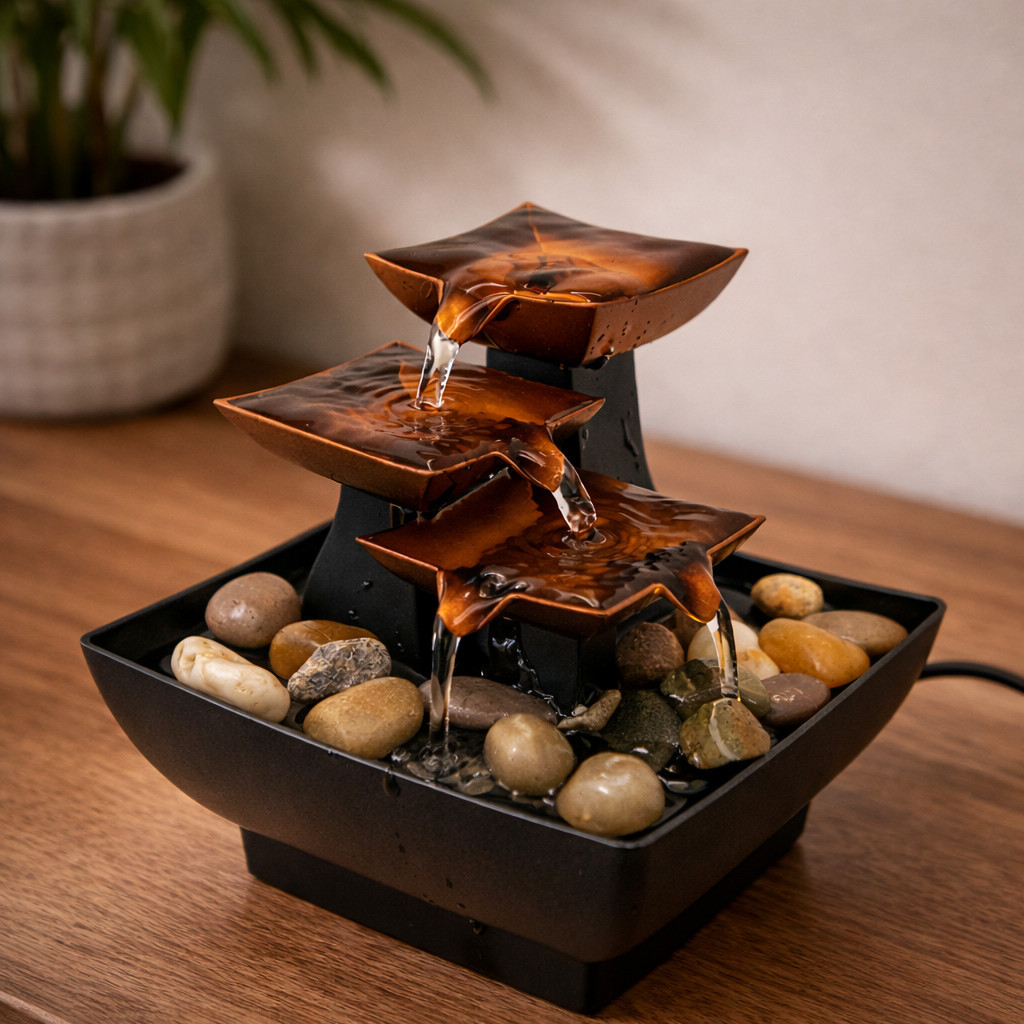 Imagem Mini Fonte Decorativa em Resina – Fonte de Água para Mesa e Decoração Zen