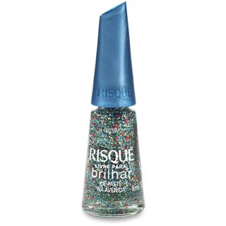 Esmalte Risqué Livre para Brilhar Glitter Azul de Paetê na Avenida com 8ml em Oferta na Shopee