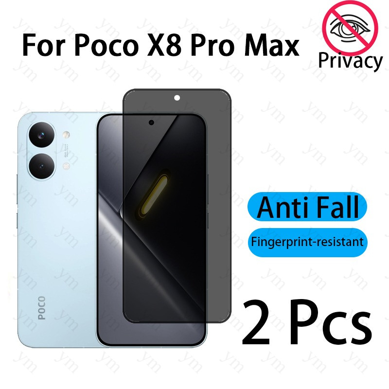 2 Pçs Poco X8 Pro Max Vidro Temperado Anti-Espionagem Protetor De Tela Para C85 C75 C71 C75x X8 X7 M7 X6 M6 Lente De Câm