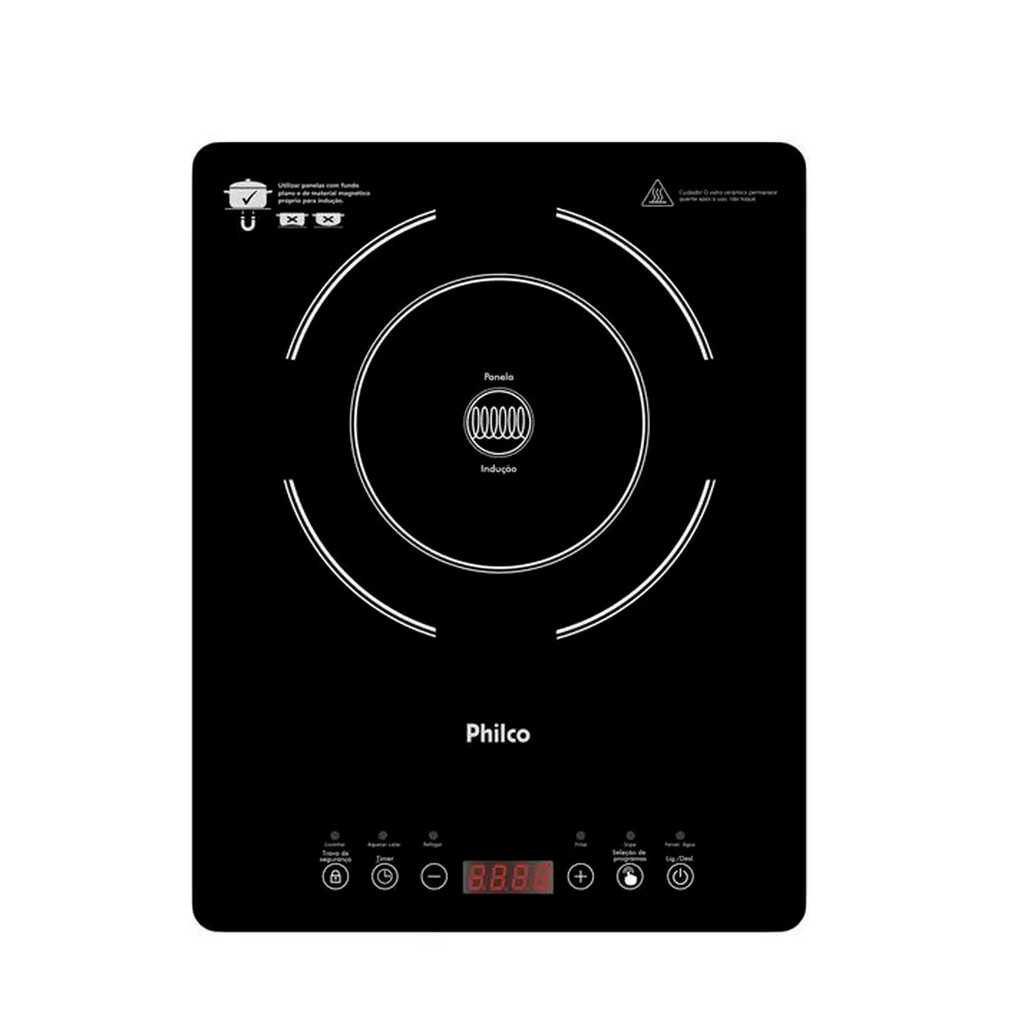 Cooktop de Indução Philco Portátil 1 Boca Display Digital, Oferece Segurança e Praticidade