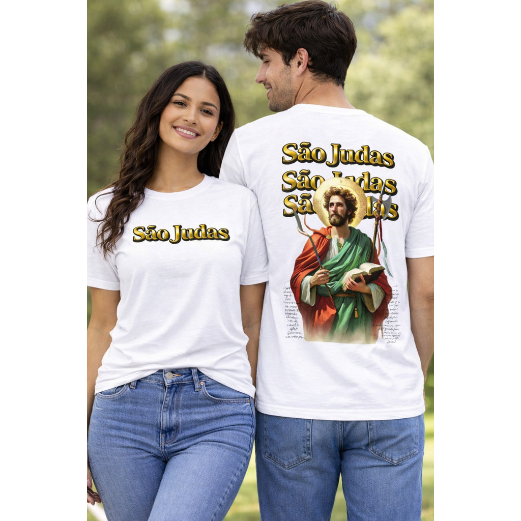 Camiseta Moda Cristã São Judas Tadeu T-Shirt Católica Masculina e Feminina Religiosa Camisa Unissex 100% Algodão