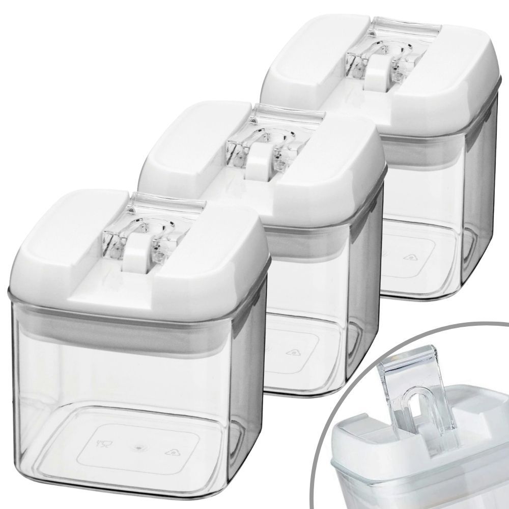 Kit de Pote Hermético com Tampa 500ml Transparente Pratik 3pçs Porta Mantimentos
