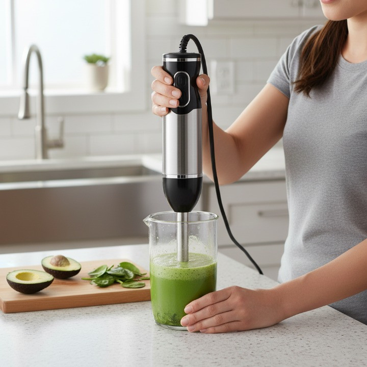 Mixer de Mão Turbo 800w Inox Bivolt 2 Velocidades Triturador e Misturador de Alimentos e Bebidas Novete