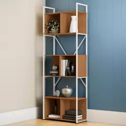 Estante Alta Kappesberg 3 Nichos Industrial Canela/Branco 200cm x 72cm