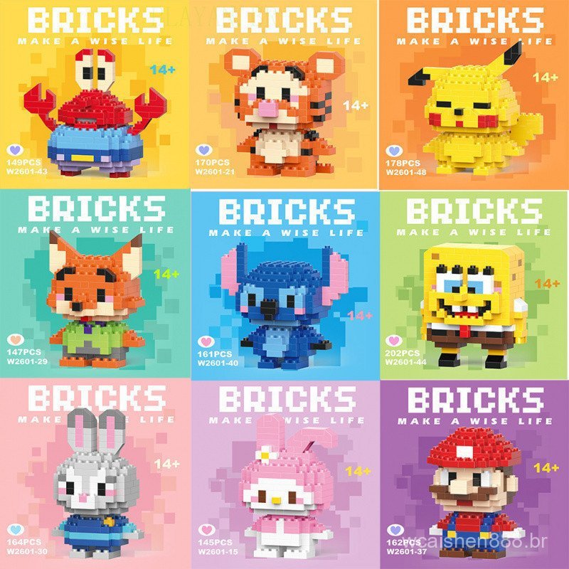 Blocos de Construção com Personagens de Desenho Animado