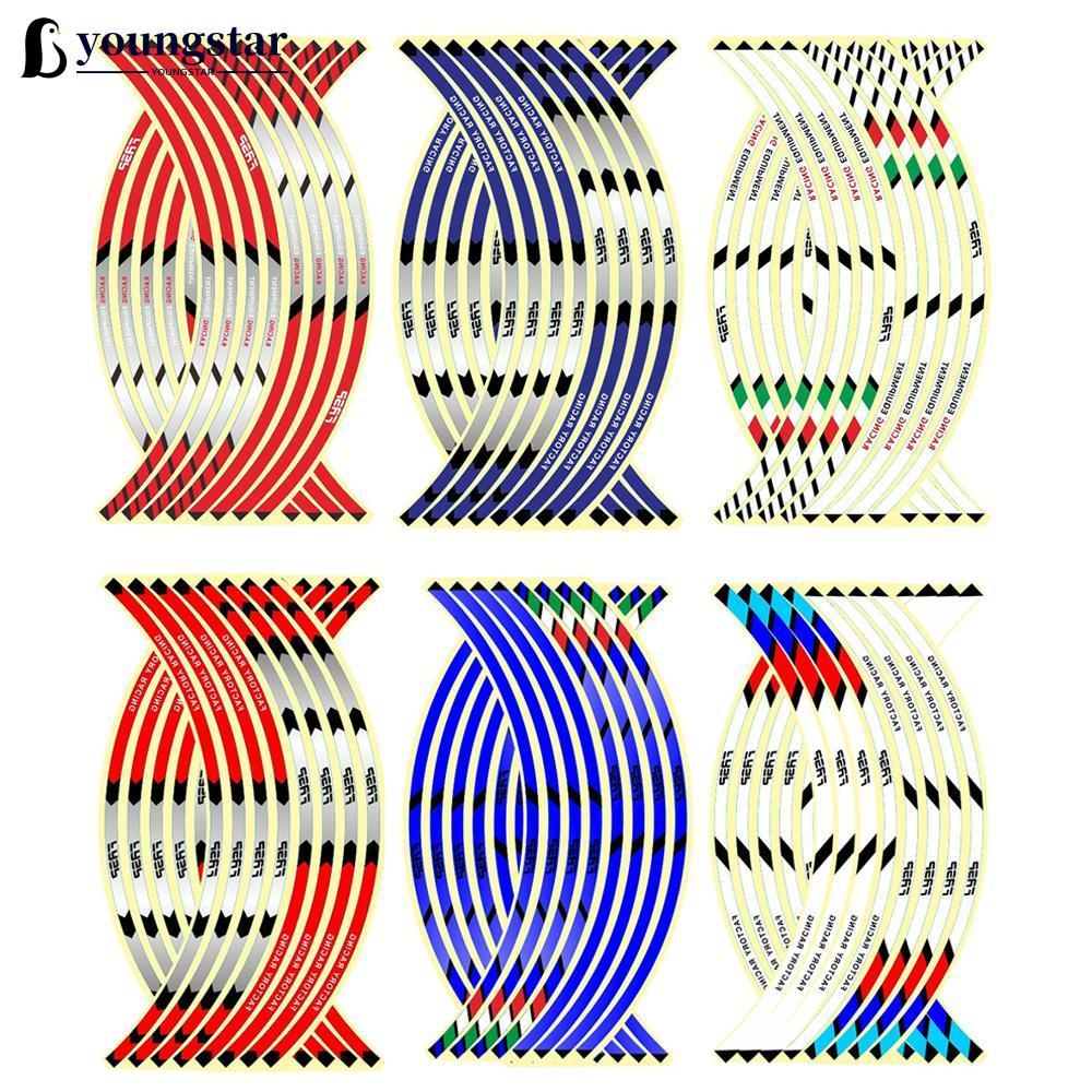 YOUNGSTAR 16 Pçs Adesivo De Roda De Motocicleta Fita Reflexiva Aro De Moto De Carro Acessório De 17 " 18 " L7W1
