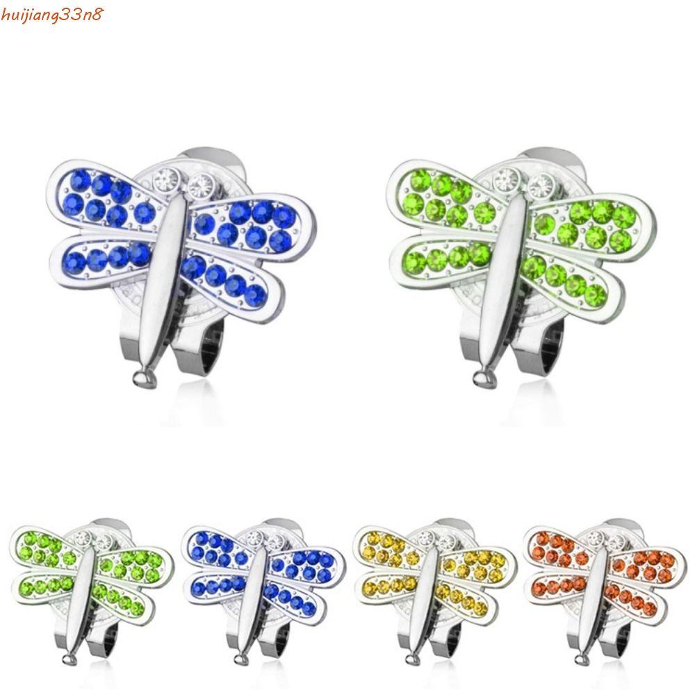 Clipe Para Boné De Golfe HUIJIANG , Marca De Bola De Cristal Brilhante Com Padrão De Libélula , Marcador De Chapéu Liga 