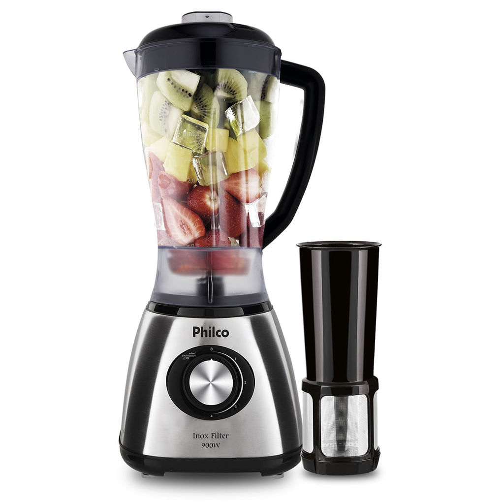 Liquidificador Philco Inox Filter 4 velocidades 900W Preto