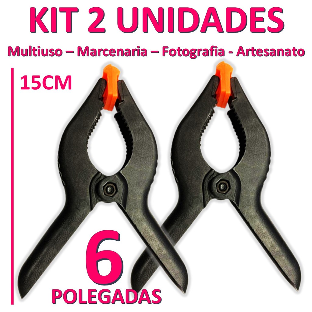 Kit 2 Pregador Grampo Sargento Garra Presilha Tamanho 6 Polegadas Fundo Foto e Marcenaria