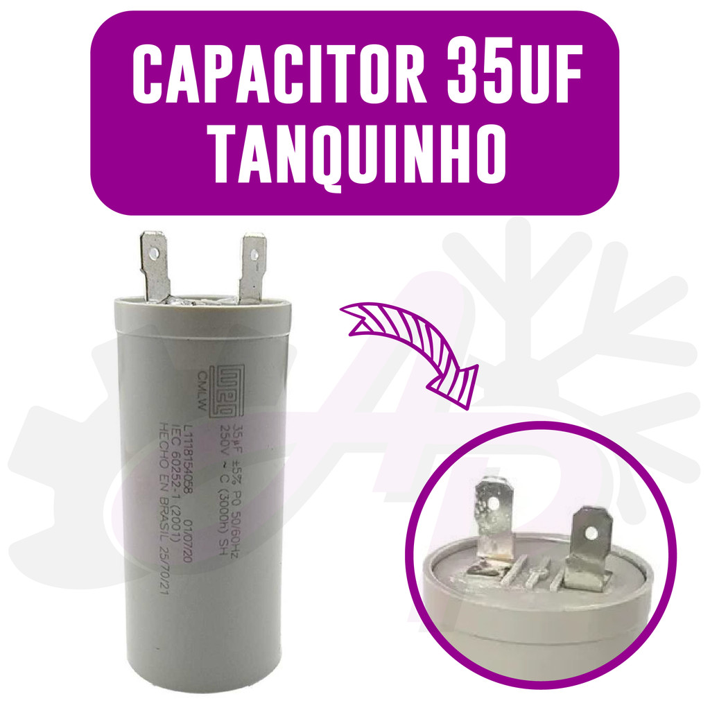 Capacitor para Tanquinho Suggar Colormaq 35uf Bivolt Universal Todos 127v