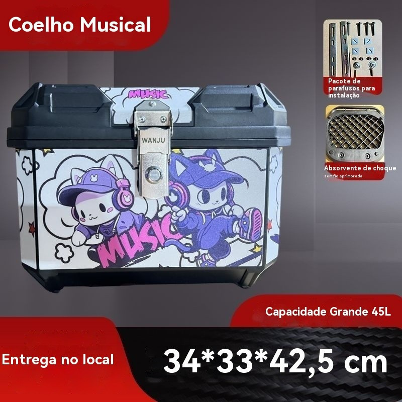 Baú traseiro para motocicleta, caixa de entrega reforçada com absorção de impacto, porta-malas para veículo elétrico, es