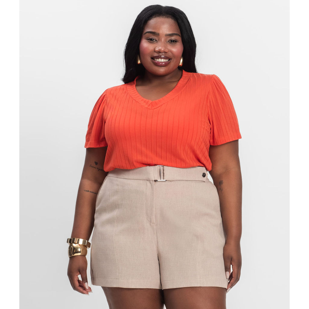 Blusa Canelada Plus Infinita Cor Vermelho