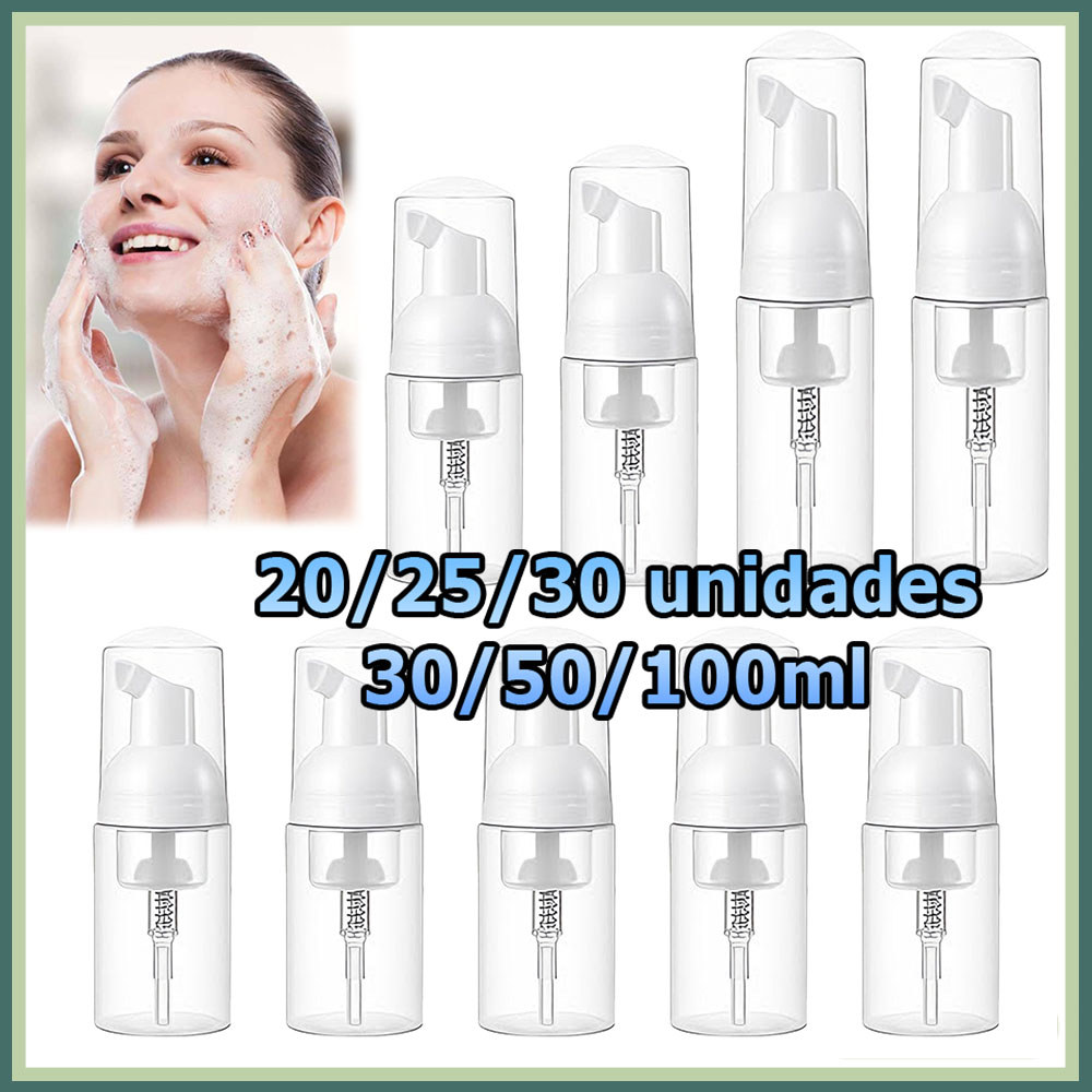 20/25/30 Frasco com bomba espuma frasco plástico vazio frasco portátil com espuma desinfetante para as mãos recarregável