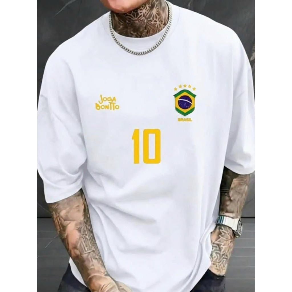 [Camiseta Premium em Algodão Puro]GXG Camisa Oversized Brasileira Joga Bonito Brasil Copa do Mundo Brasileiro Hexa