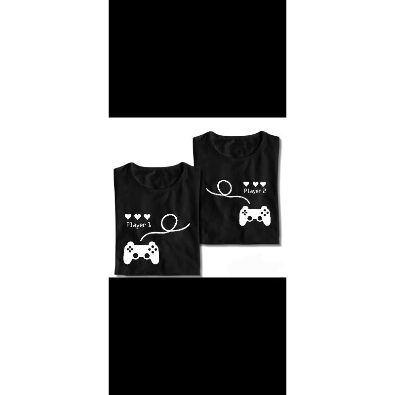 Kit Casal Player 1 Player 2 Coração Vídeo Game,Camiseta Masculina, Baby look Feminina 100%Algodão