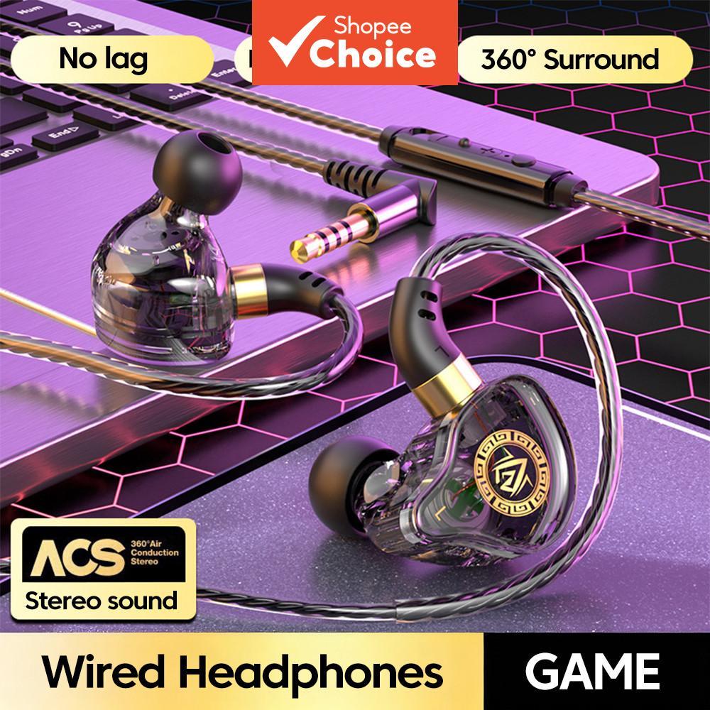 Fones de Ouvido Esportivos de Cotovelo 3,5mm, Headset Gamer, Fones de Ouvido com Fio, Fones de Ouvido com Microfone,