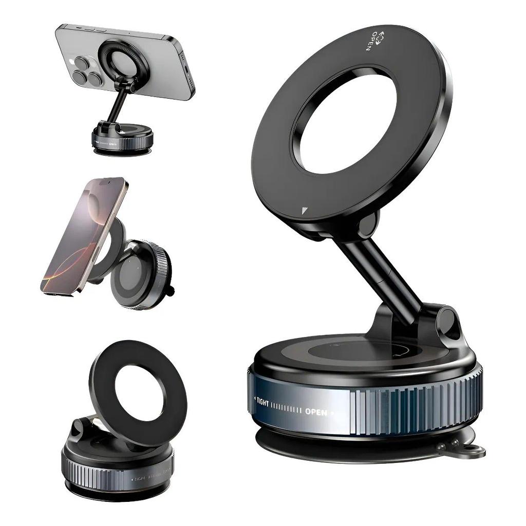 Suporte Celular Carro Magnético Ventosa Ultra Forte | Braço Articulado Giro 360° Para Smartphones Painel Para-brisa