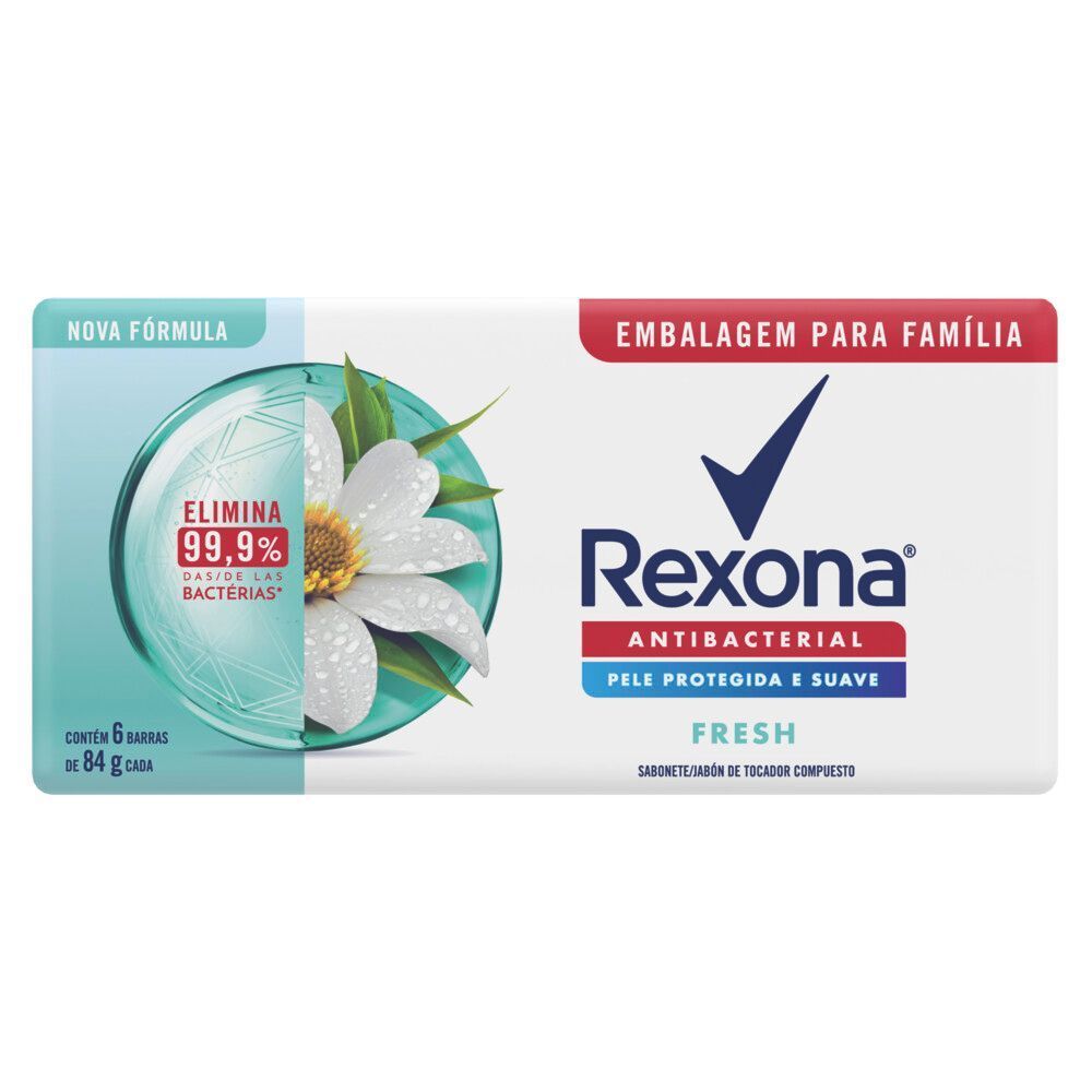 Sabonete em Barra Antibacterial Fresh Rexona 84g com 6 Unidades