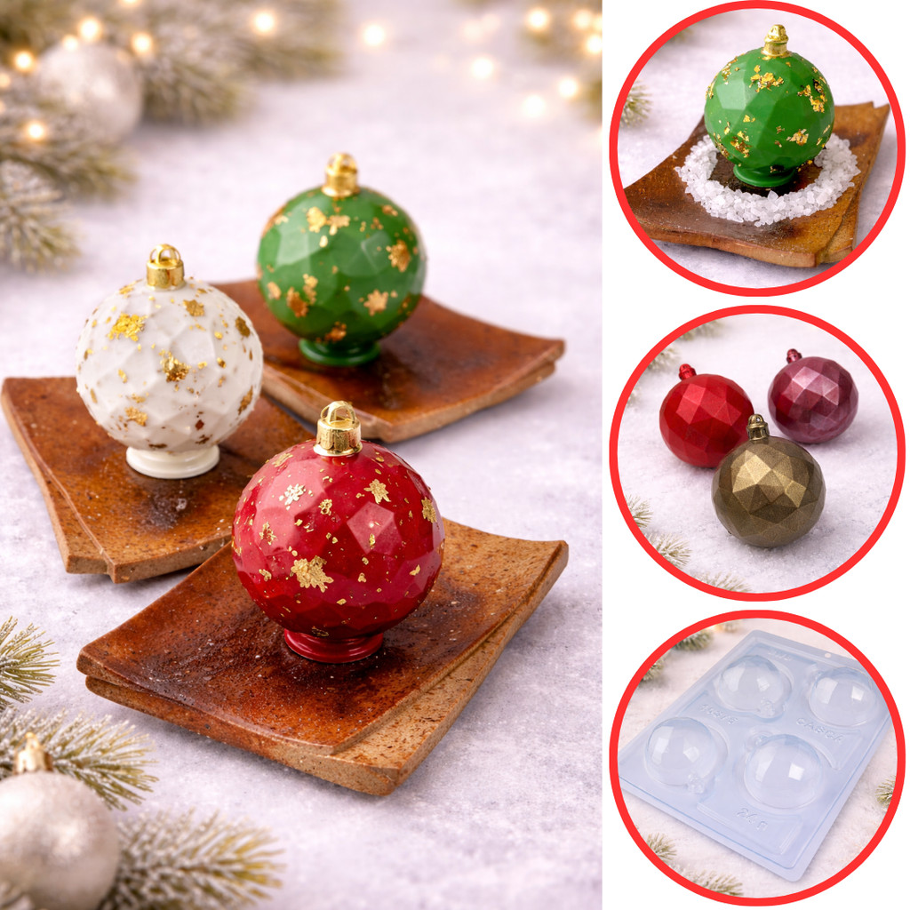Forma bwb bola Natal lapidada 60mm 25g especial 3 partes natal  Cód. 10375 (CHOCO)