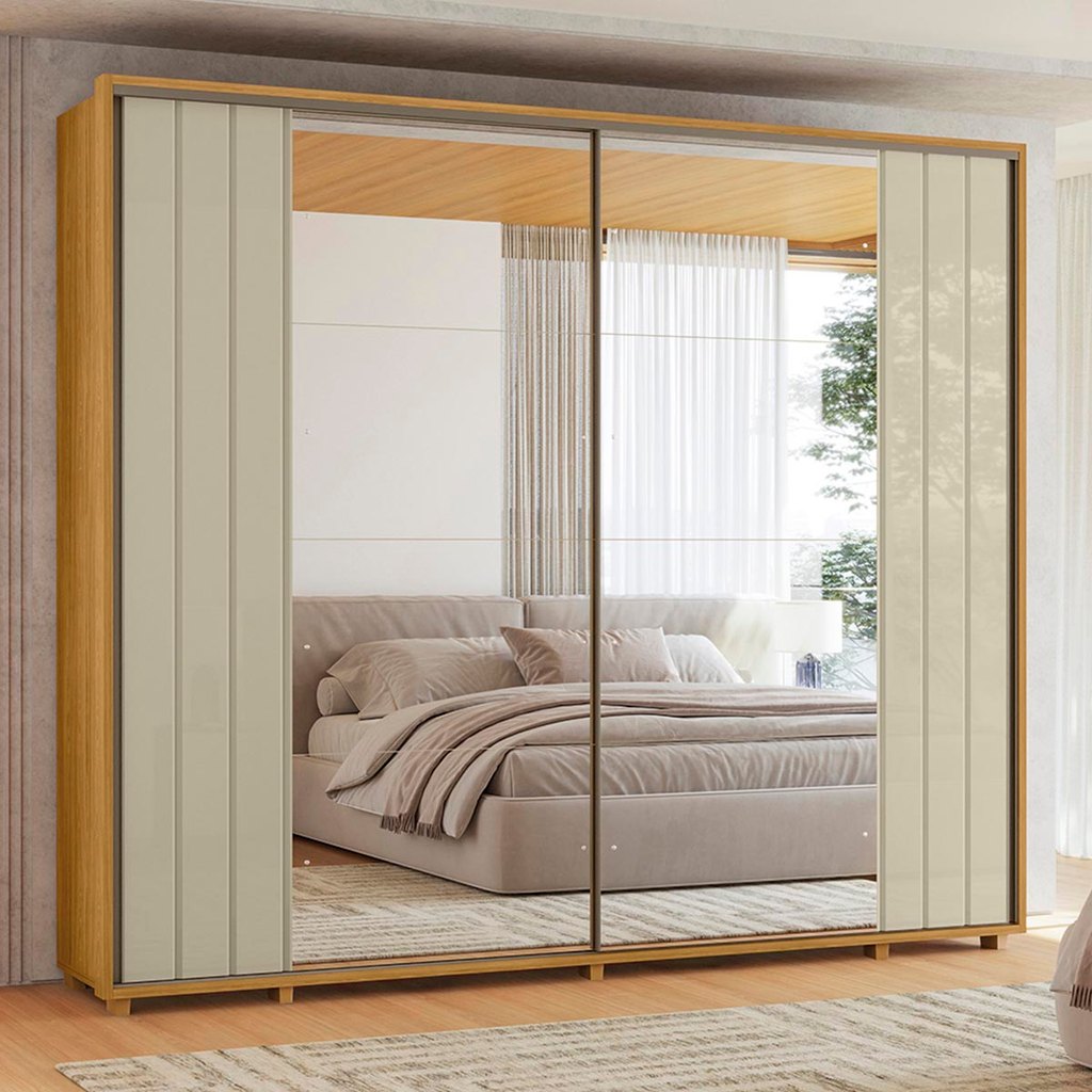 Guarda Roupa de Casal 2 Portas Correr Com Espelho 278cm Dali Madetec
