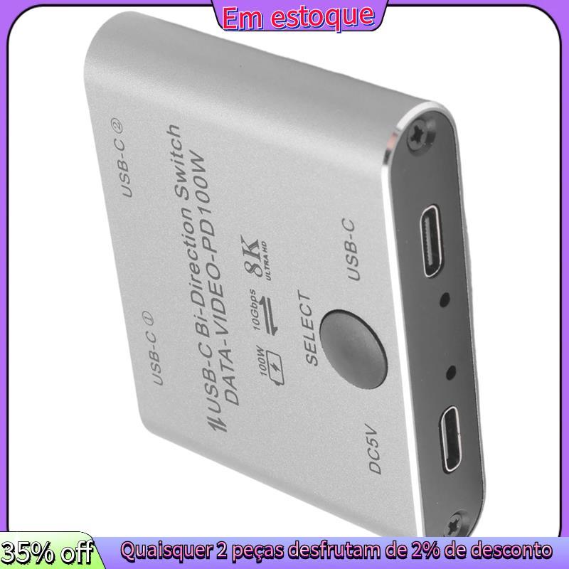 Divisor De Interruptor Para 2 Computadores Bidirecional USB C KVM Switch 1 Em 2 Saídas Transferência De Vídeo 8K @ 60Hz/