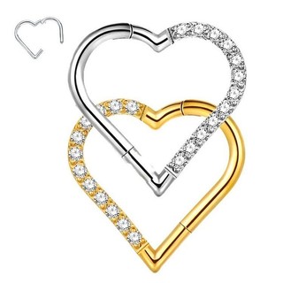 Piercing Argola Helix Conch  Coração Titânio Clik Zircônia Cravejada Piercing Daith, Nariz, Orelha Coracao Ponto de Luz