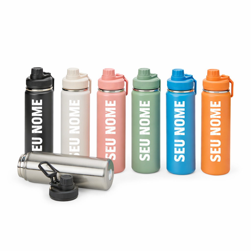 Garrafa Termica 750ml Personalizada Logo Nome Time Desenho Empresa em Oferta na Shopee