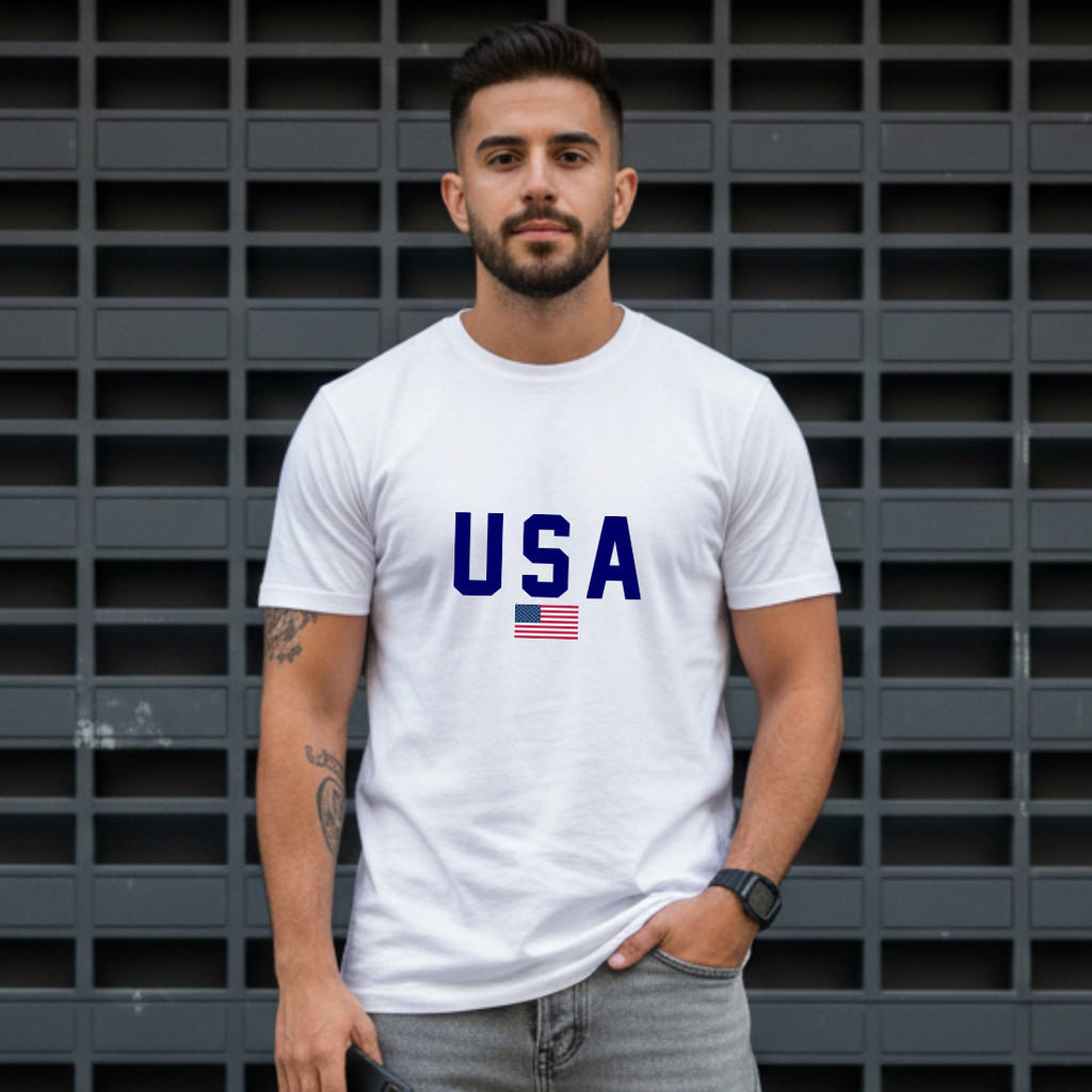 Camiseta Premium 100% Algodão Penteado Masculina Feminina Usa Estampada Estados Unidos