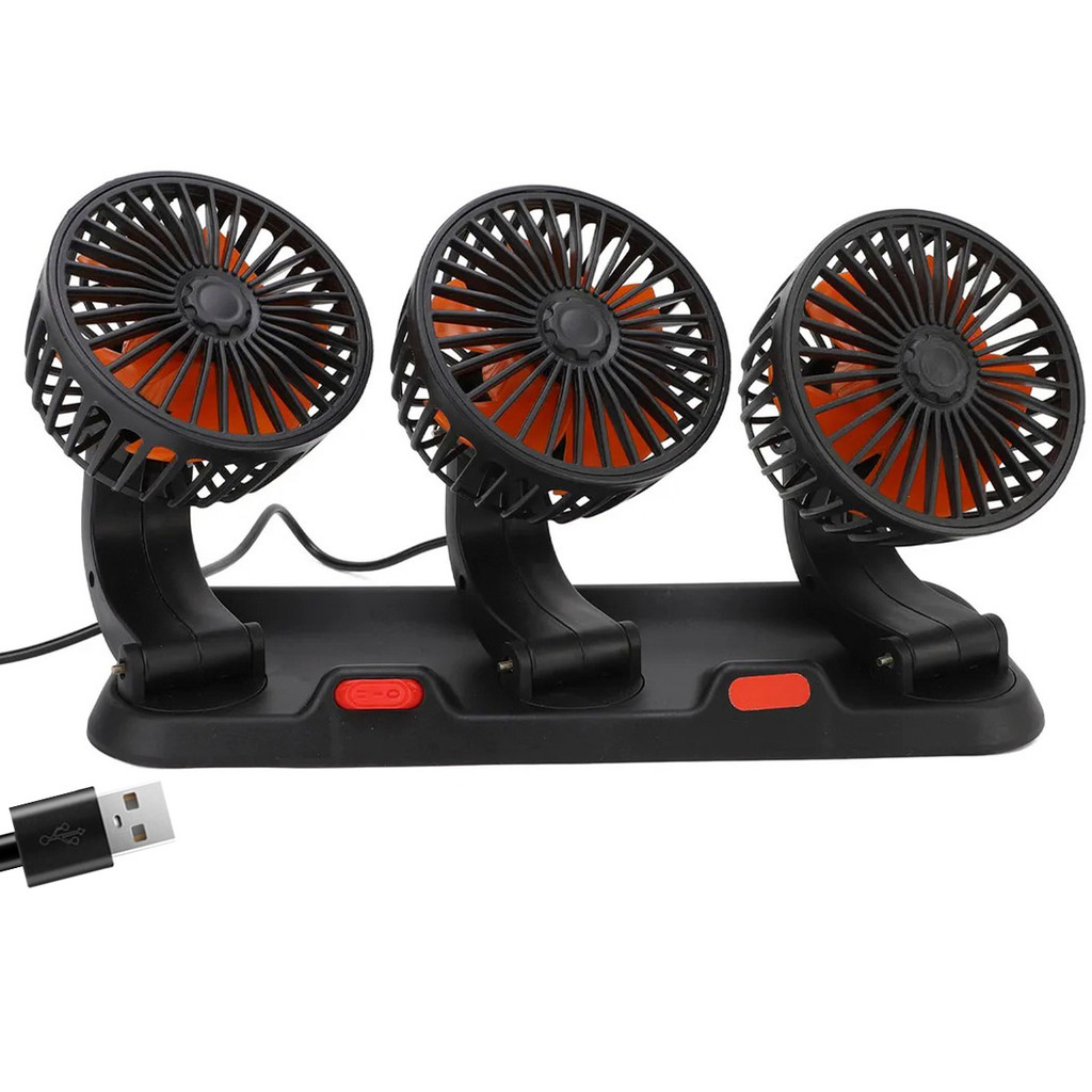 Ventilador Triplo Usb Automotivo Escritorio Mesa Escrivaninha Home Office Silencioso 2 Velocidades Calor Verao