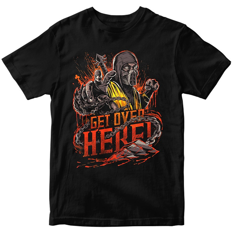 [Camiseta Premium em Algodão Puro]GXG Camiseta Scorpion Mortal Kombat Gamer Blusa Camisa Get Over Here